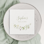 Sage Green Wildflower Rustic Boho Bridal Shower  Napkins<br><div class="desc">Elegant delicate watercolor wildflower design with modern script. Pastel palettes of soft yellow,  off white,  sage green,  dusty rose,  blush pink,  burgundy,  and botanical greenery,  simple and romantic. Great for modern rustic party,  boho country garden wedding party in spring and summer. 
See all the matching pieces in collection.</div>