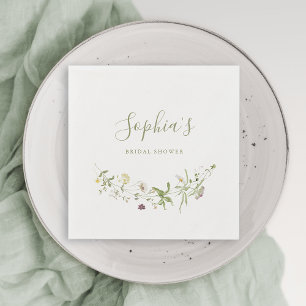 Sage Green Wildflower Rustic Boho Bridal Shower  Napkins