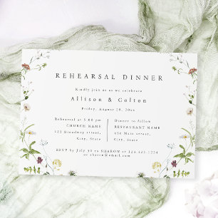 Sage Green Wildflower Rustic Boho Rehearsal Dinner Invitation