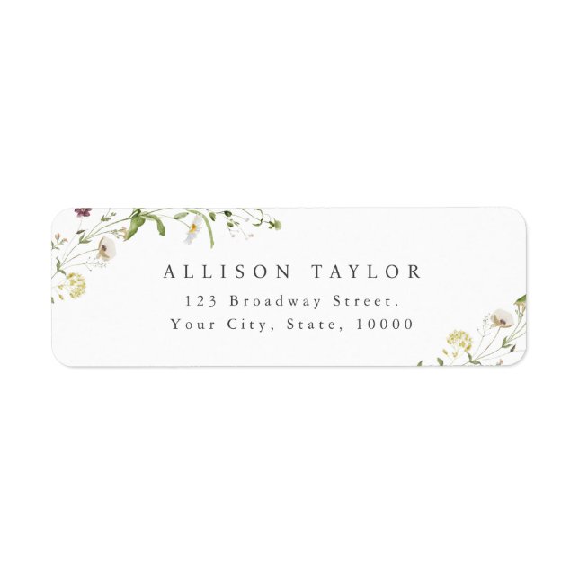 Sage Green Wildflower Rustic Boho Return Address Label (Front)
