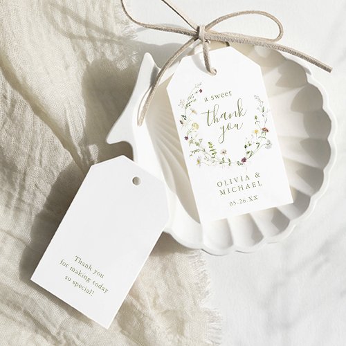 Sage Green Wildflower Rustic Boho thank you favors Gift Tags