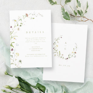 Sage Green Wildflower Rustic Boho Wedding Details Enclosure Card