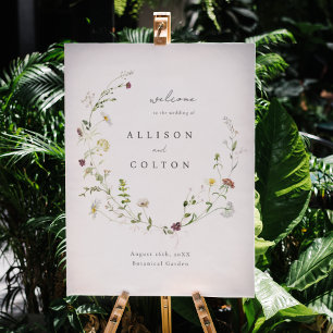 Sage Green Wildflower Rustic Boho Wedding Welcome Foam Board