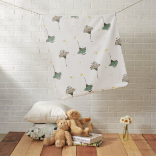 Sage Green Wildflower Seamless Pattern Baby Blanket