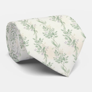 Sage Green Wildflower Vine Neck Tie