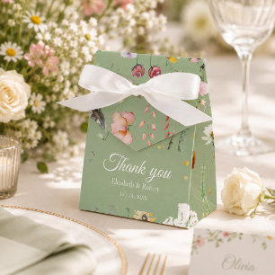 Sage Green Wildflower Wedding Favor Box