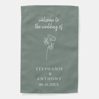 Sage Green Wildflower Wedding  Garden Flag
