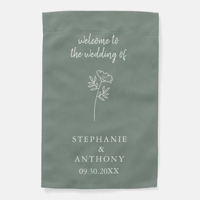Sage Green Wildflower Wedding  Garden Flag (Front)