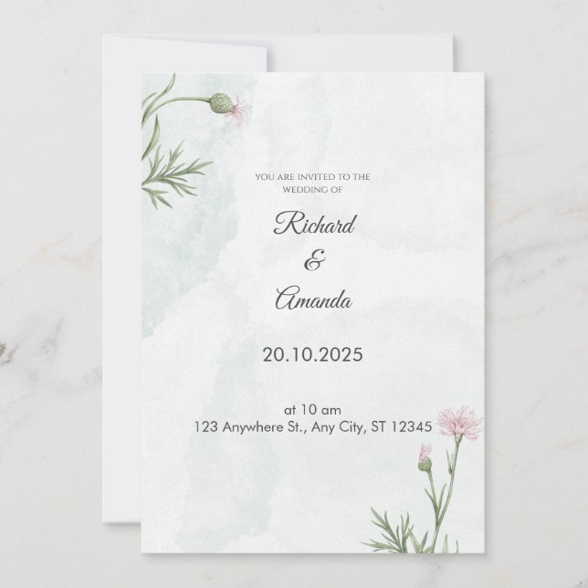 Sage Green Wildflower Wedding Invitation (Front)