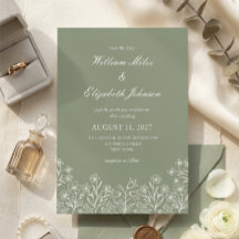 Sage Green Wildflower Wedding Invitation