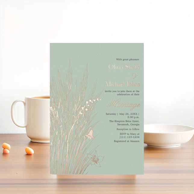 Sage green wildflower Wedding Invitation (Creator Uploaded)