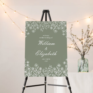 Sage Green Wildflower Wedding Invitation Foam Board