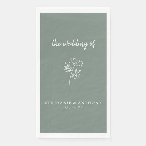 Sage Green Wildflower Wedding  Paper  Paper Guest Towels