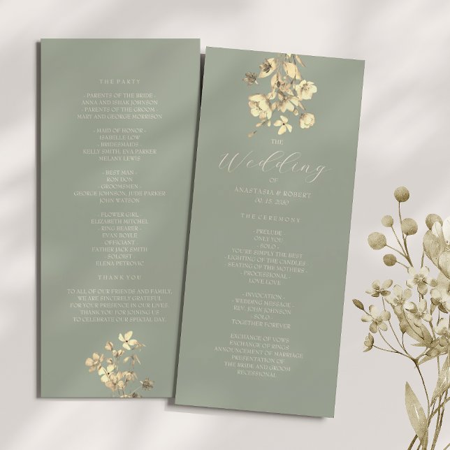 Sage Green Wildflower Wedding Program (Creator Uploaded)