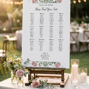 Sage Green Wildflower Wedding Seating Chart Foam Board