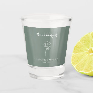 Sage Green Wildflower Wedding Shot Glass