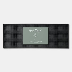 Sage Green Wildflower Wedding Thank You    Bar Mat