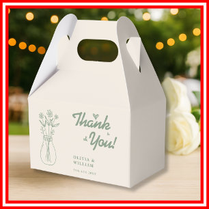 Sage Green Wildflower Wedding Thank You Favor Boxes