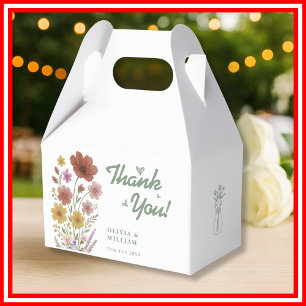 Sage Green Wildflower Wedding Thank You Favor Boxes