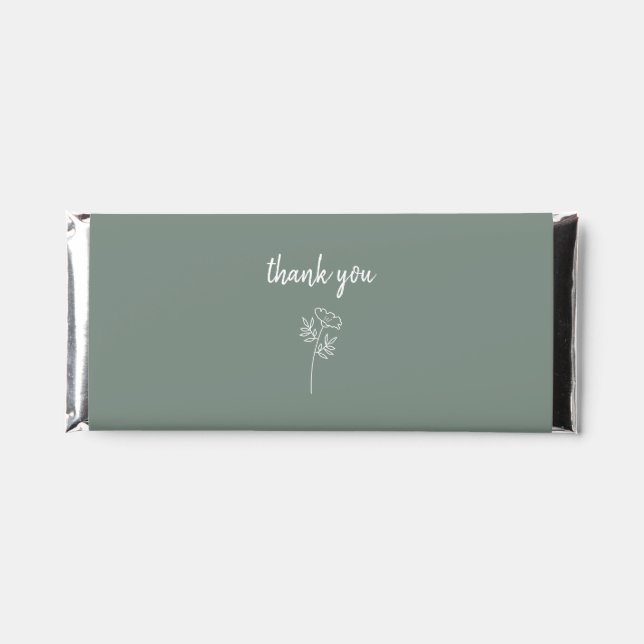 Sage Green Wildflower Wedding Thank You Hershey Bar Favors (Front)