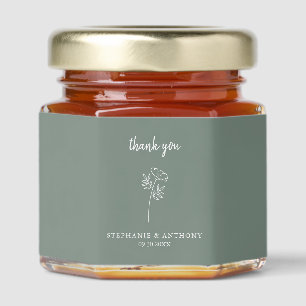 Sage Green Wildflower Wedding Thank You Honey Jar Favors