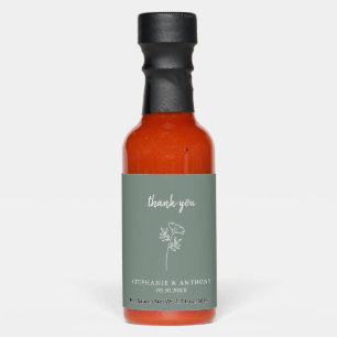 Sage Green Wildflower Wedding Thank You Hot Sauces