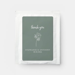 Sage Green Wildflower Wedding Thank You Tea Bag Drink Mix