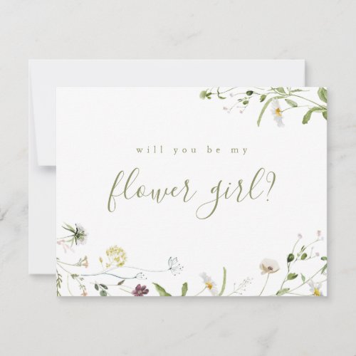 Sage Green Wildflower will you be my flower girl Invitation