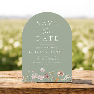 Sage Green Wildflowers Boho Save the Date