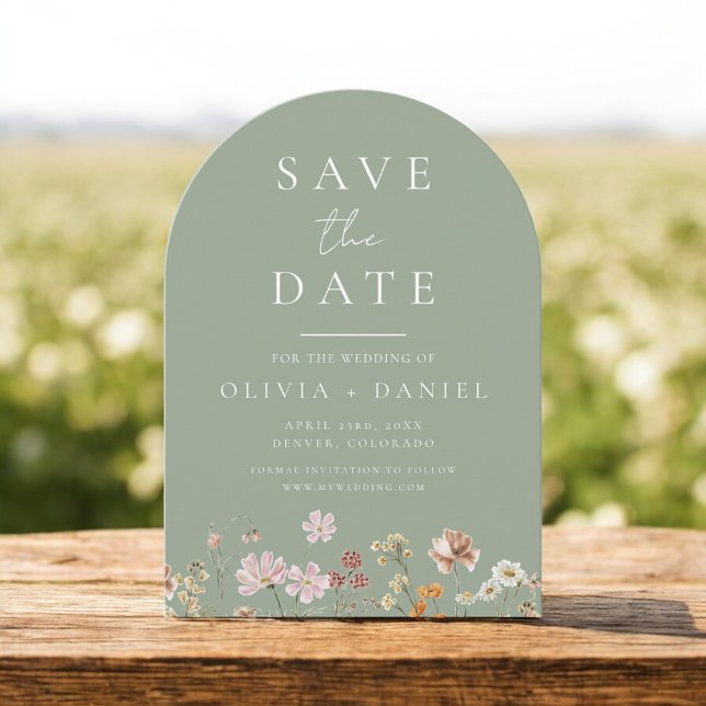 Sage Green Wildflowers Boho Save the Date (Creator Uploaded)