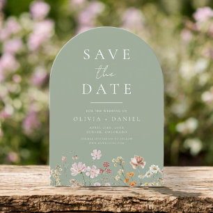 Sage Green Wildflowers Boho Save the Date