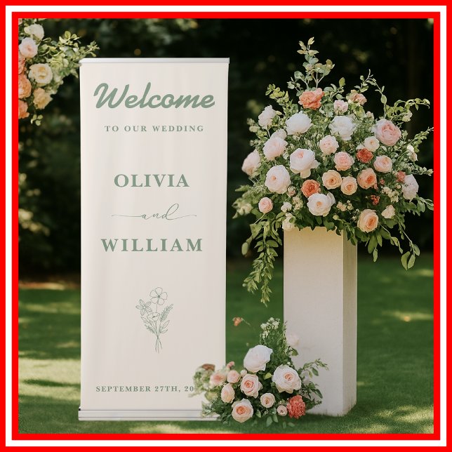 Sage Green Wildflowers Boho Wedding Welcome Sign (Creator Uploaded)