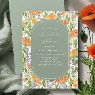 Sage Green Wildflowers Bridal Shower Invitations