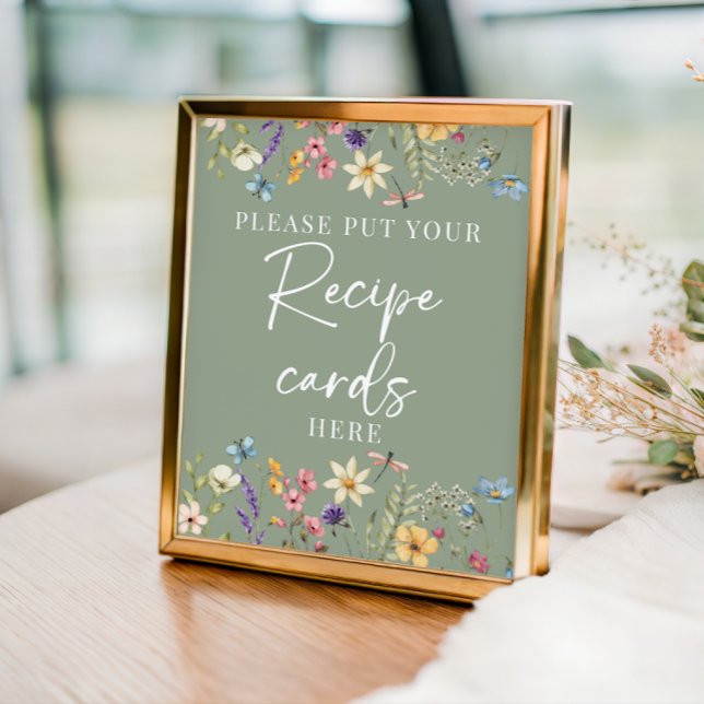 Sage Green Wildflowers Bridal Shower Recipe Sign (Creator Uploaded)