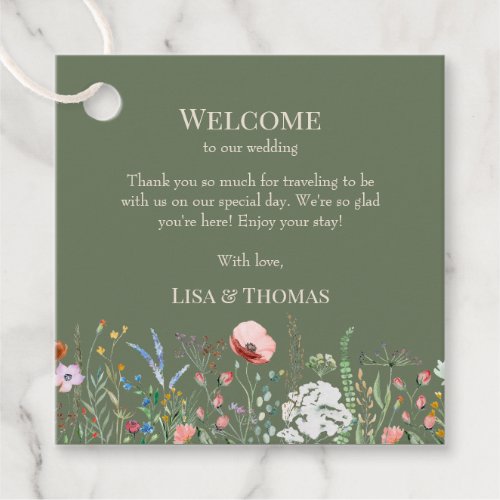 Sage Green Wildflowers Meadow Welcome Gift Tag