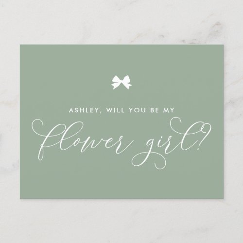 Sage Green Will You Be My Flower Girl Card