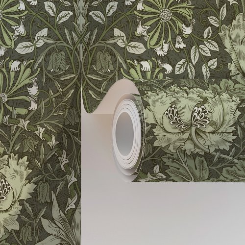 Sage Green William Morris Honeysuckle Wallpaper