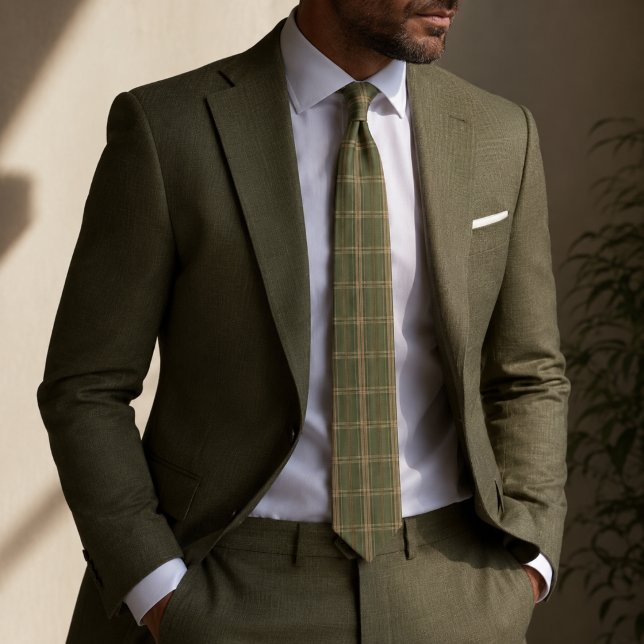 Sage Green Windowpane Plaid Neck Tie (Creator Uploaded)