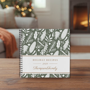 Sage Green Winter Foliage Family Name Recipe Notebook
