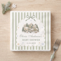 Sage Green Winter Village Christmas Baby Shower