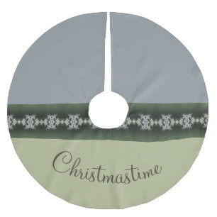 Sage Green With Grey Holiday Brushed Polyester Tree Skirt