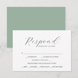 Sage Green with Meal Choice RSVP Cards