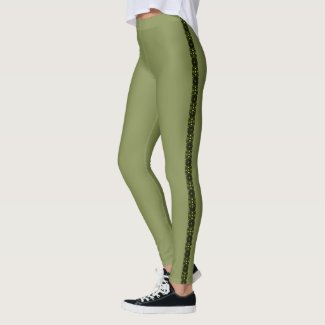 Sage Green with Mossy Green Abstract Band on Legs Leggings