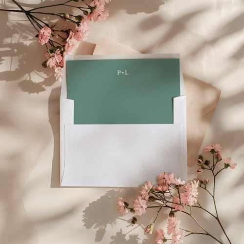 Sage Green with White Monogram Envelope Liner