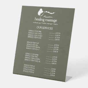 SAGE GREEN WOMAN STONE MASSAGE  Wellness Day Spa Pedestal Sign