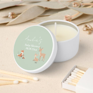 Sage Green Woodland Animal Baby Shower  Mini Candle Favors