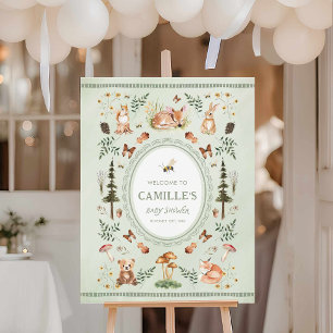 Sage Green Woodland Baby Shower Welcome Sign