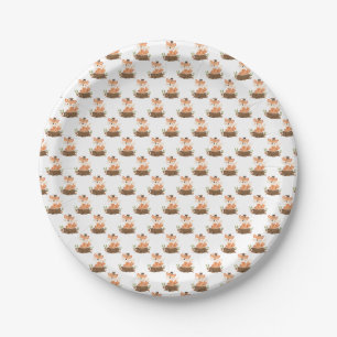 Sage Green Woodland Fox Eucalyptus Paper Plates