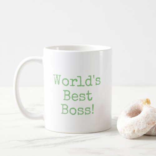 Sage Green Worlds Best Boss Typography   Coffee Mug