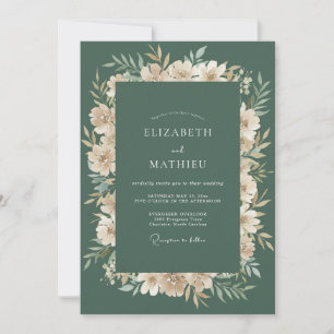 Sage Green Woven Botanical Wedding Invitation